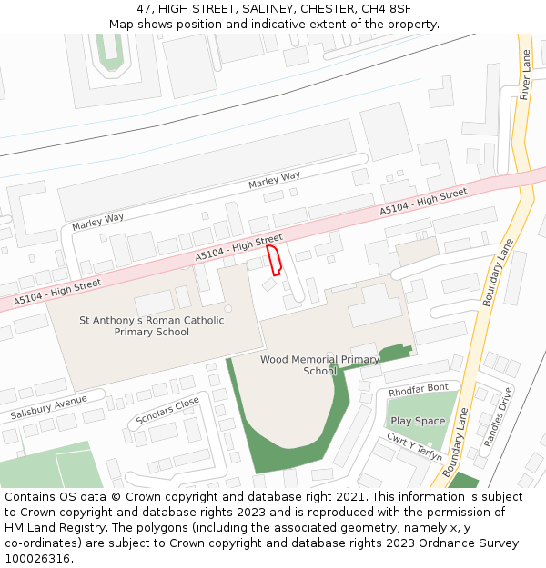 47, HIGH STREET, SALTNEY, CHESTER, CH4 8SF: Location map and indicative extent of plot