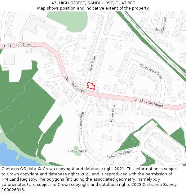 47, HIGH STREET, SANDHURST, GU47 8EB: Location map and indicative extent of plot