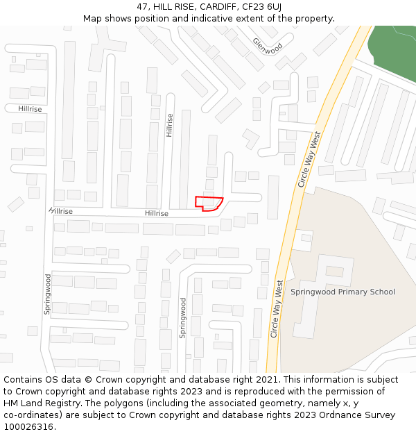 47, HILL RISE, CARDIFF, CF23 6UJ: Location map and indicative extent of plot