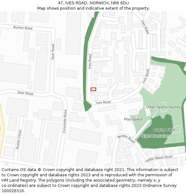 47, IVES ROAD, NORWICH, NR6 6DU: Location map and indicative extent of plot