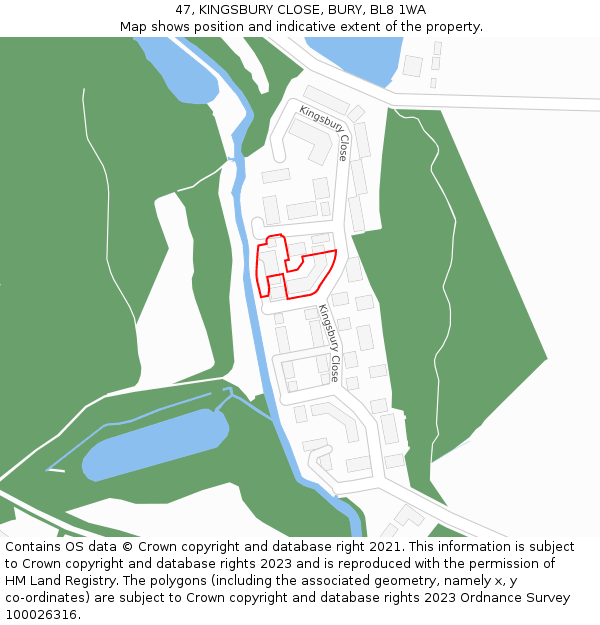 47, KINGSBURY CLOSE, BURY, BL8 1WA: Location map and indicative extent of plot