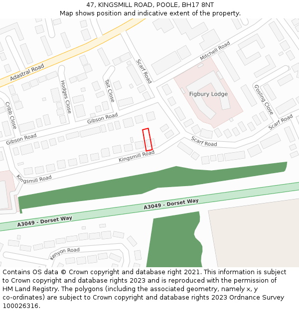 47, KINGSMILL ROAD, POOLE, BH17 8NT: Location map and indicative extent of plot