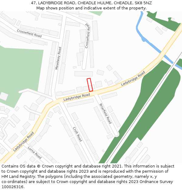 47, LADYBRIDGE ROAD, CHEADLE HULME, CHEADLE, SK8 5NZ: Location map and indicative extent of plot