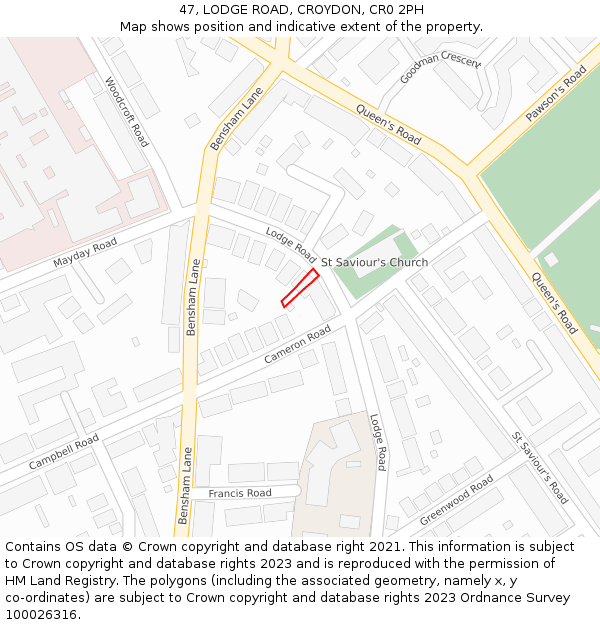 47, LODGE ROAD, CROYDON, CR0 2PH: Location map and indicative extent of plot
