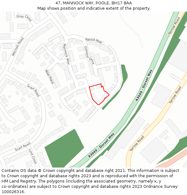 47, MANNOCK WAY, POOLE, BH17 8AA: Location map and indicative extent of plot