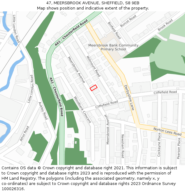 47, MEERSBROOK AVENUE, SHEFFIELD, S8 9EB: Location map and indicative extent of plot