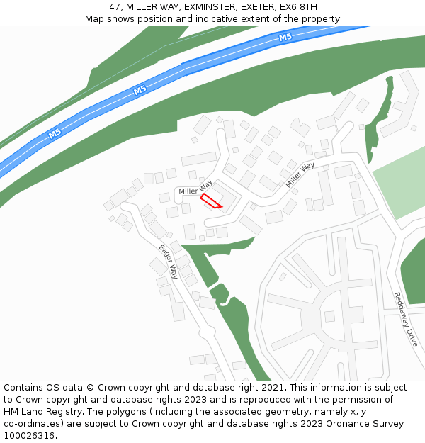 47, MILLER WAY, EXMINSTER, EXETER, EX6 8TH: Location map and indicative extent of plot