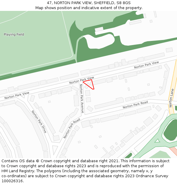 47, NORTON PARK VIEW, SHEFFIELD, S8 8GS: Location map and indicative extent of plot