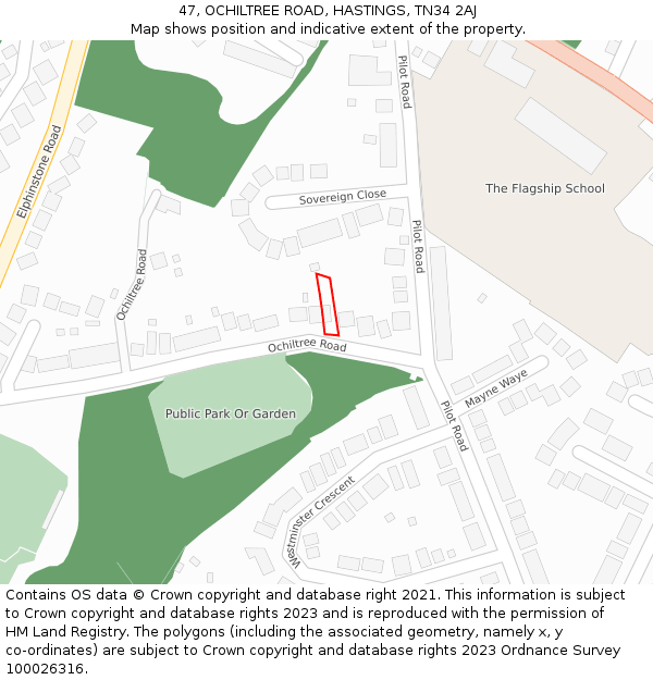 47, OCHILTREE ROAD, HASTINGS, TN34 2AJ: Location map and indicative extent of plot