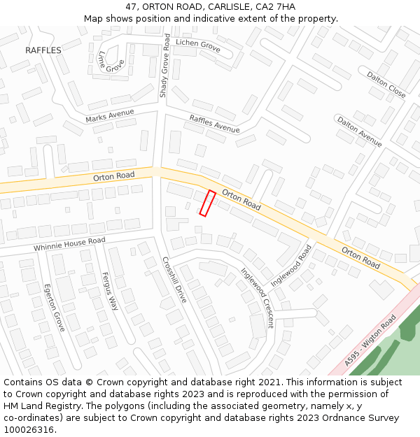 47, ORTON ROAD, CARLISLE, CA2 7HA: Location map and indicative extent of plot