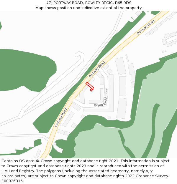 47, PORTWAY ROAD, ROWLEY REGIS, B65 9DS: Location map and indicative extent of plot