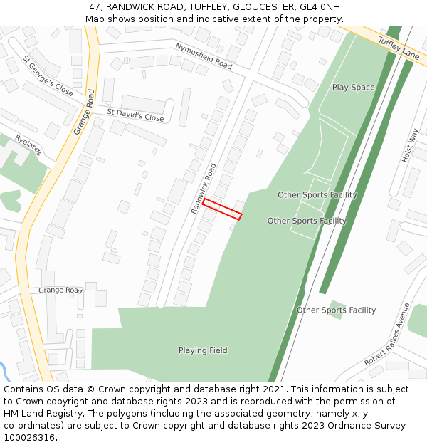 47, RANDWICK ROAD, TUFFLEY, GLOUCESTER, GL4 0NH: Location map and indicative extent of plot