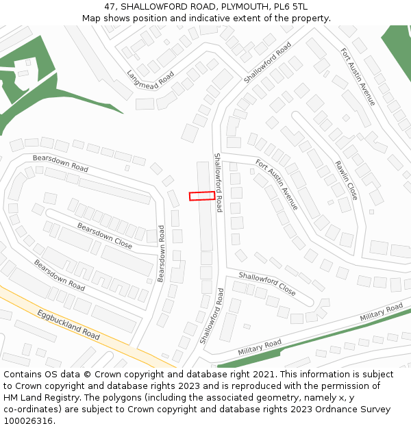 47, SHALLOWFORD ROAD, PLYMOUTH, PL6 5TL: Location map and indicative extent of plot