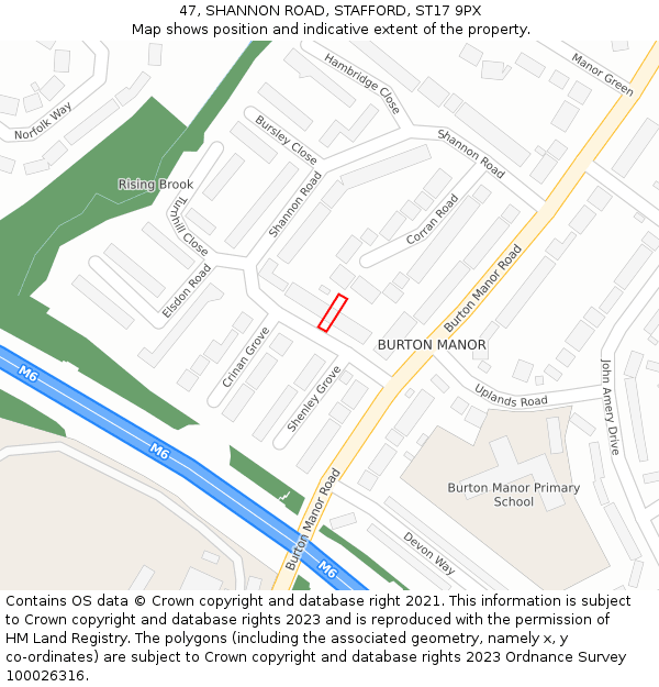 47, SHANNON ROAD, STAFFORD, ST17 9PX: Location map and indicative extent of plot