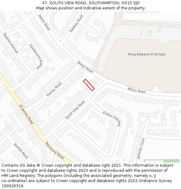 47, SOUTH VIEW ROAD, SOUTHAMPTON, SO15 5JD: Location map and indicative extent of plot