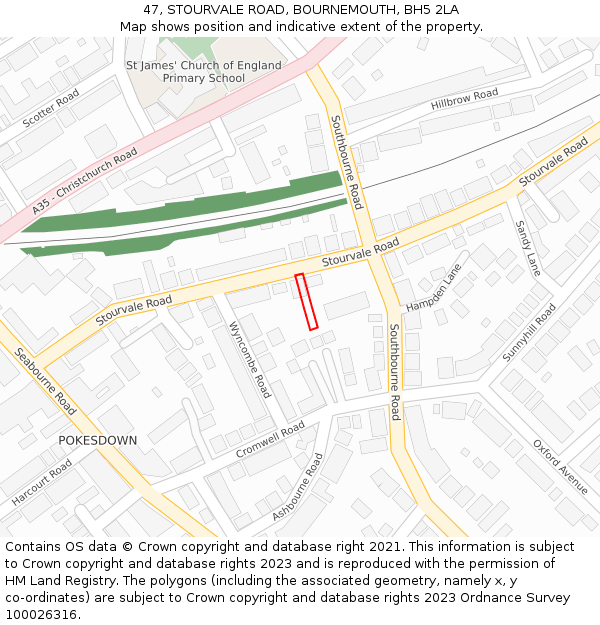 47, STOURVALE ROAD, BOURNEMOUTH, BH5 2LA: Location map and indicative extent of plot