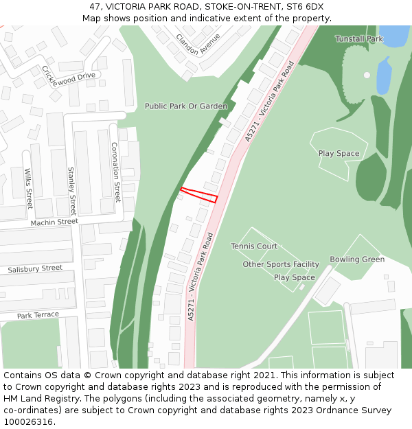47, VICTORIA PARK ROAD, STOKE-ON-TRENT, ST6 6DX: Location map and indicative extent of plot