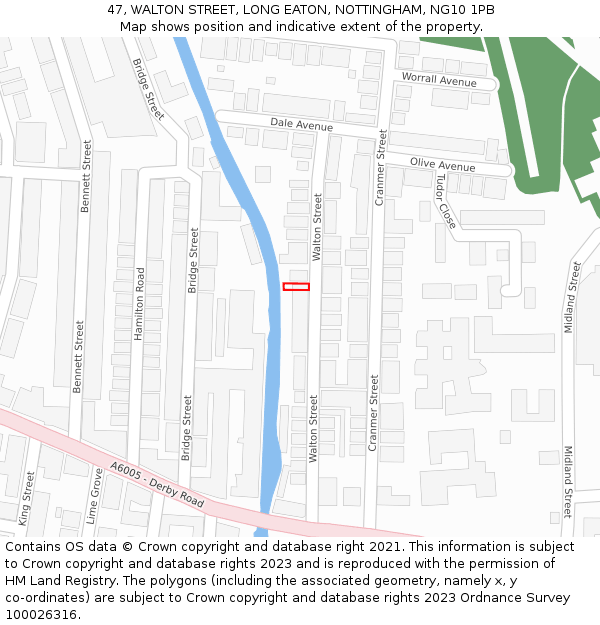 47, WALTON STREET, LONG EATON, NOTTINGHAM, NG10 1PB: Location map and indicative extent of plot