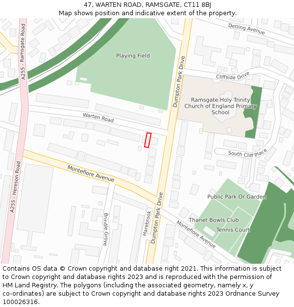 47, WARTEN ROAD, RAMSGATE, CT11 8BJ: Location map and indicative extent of plot