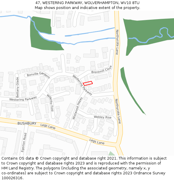 47, WESTERING PARKWAY, WOLVERHAMPTON, WV10 8TU: Location map and indicative extent of plot