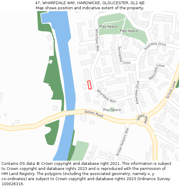 47, WHARFDALE WAY, HARDWICKE, GLOUCESTER, GL2 4JE: Location map and indicative extent of plot