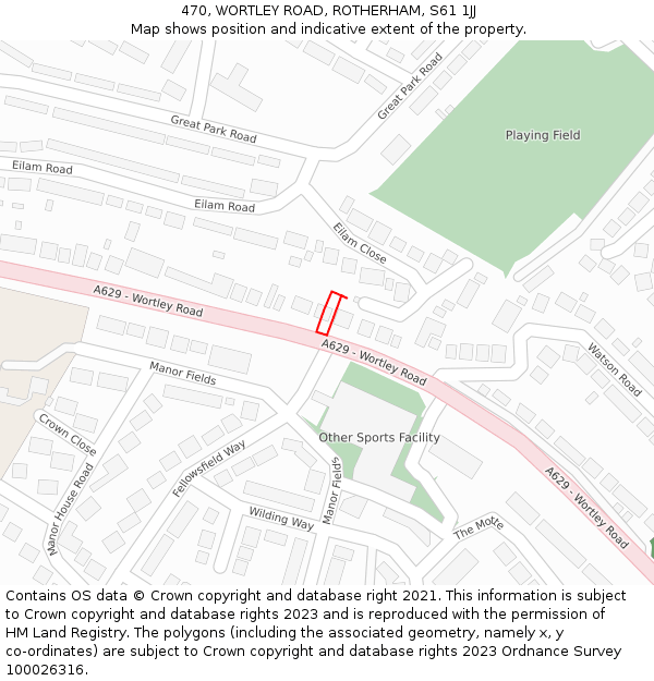 470, WORTLEY ROAD, ROTHERHAM, S61 1JJ: Location map and indicative extent of plot