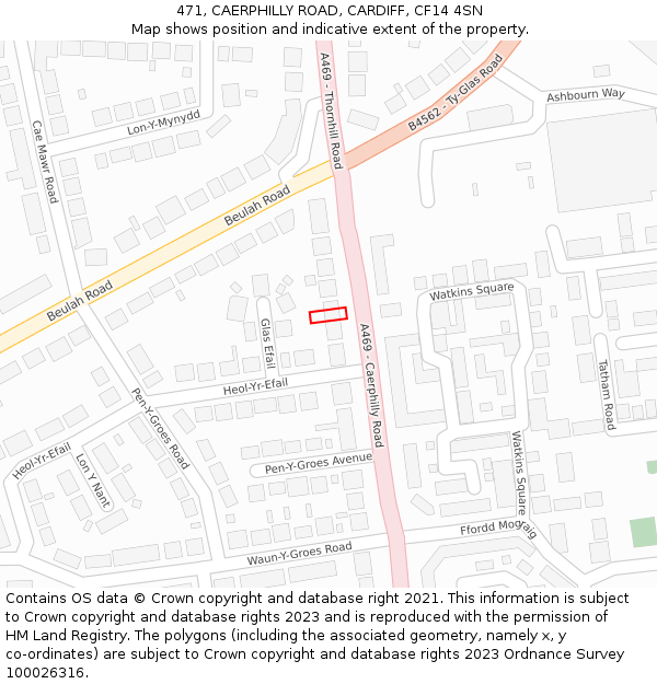 471, CAERPHILLY ROAD, CARDIFF, CF14 4SN: Location map and indicative extent of plot