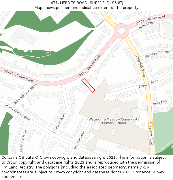 471, HERRIES ROAD, SHEFFIELD, S5 8TJ: Location map and indicative extent of plot