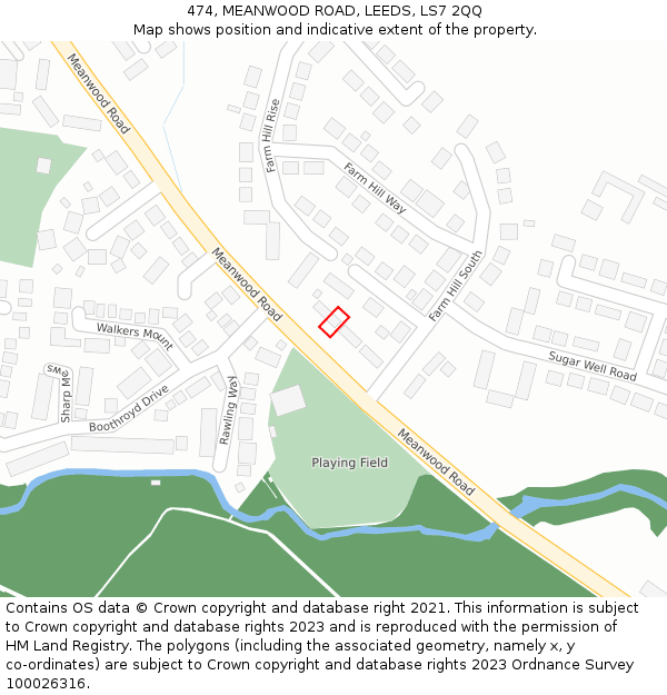 474, MEANWOOD ROAD, LEEDS, LS7 2QQ: Location map and indicative extent of plot