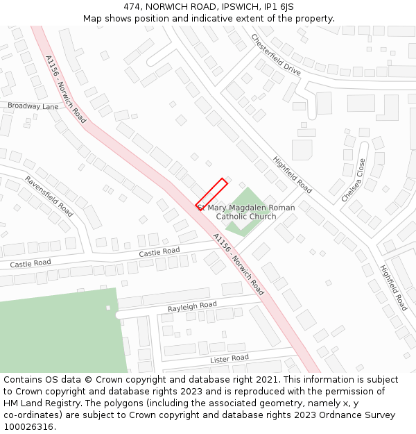 474, NORWICH ROAD, IPSWICH, IP1 6JS: Location map and indicative extent of plot