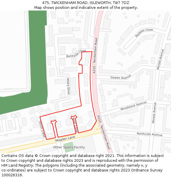 475, TWICKENHAM ROAD, ISLEWORTH, TW7 7DZ: Location map and indicative extent of plot
