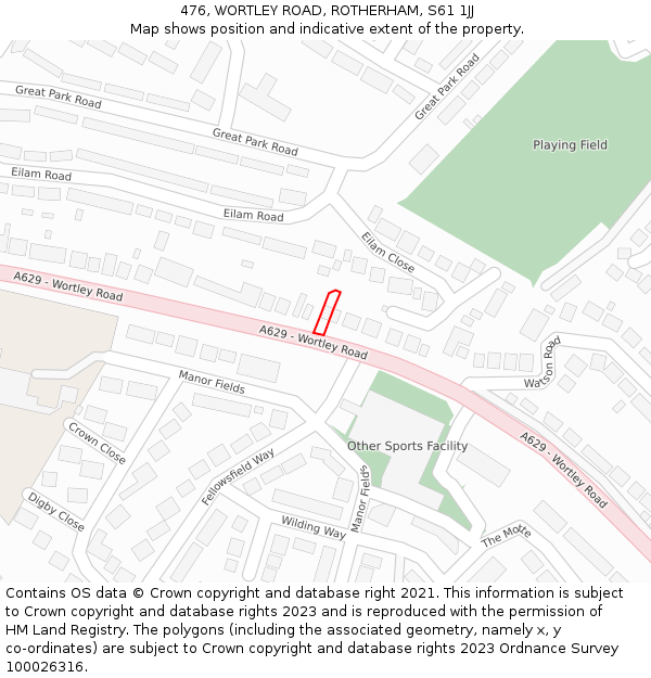 476, WORTLEY ROAD, ROTHERHAM, S61 1JJ: Location map and indicative extent of plot