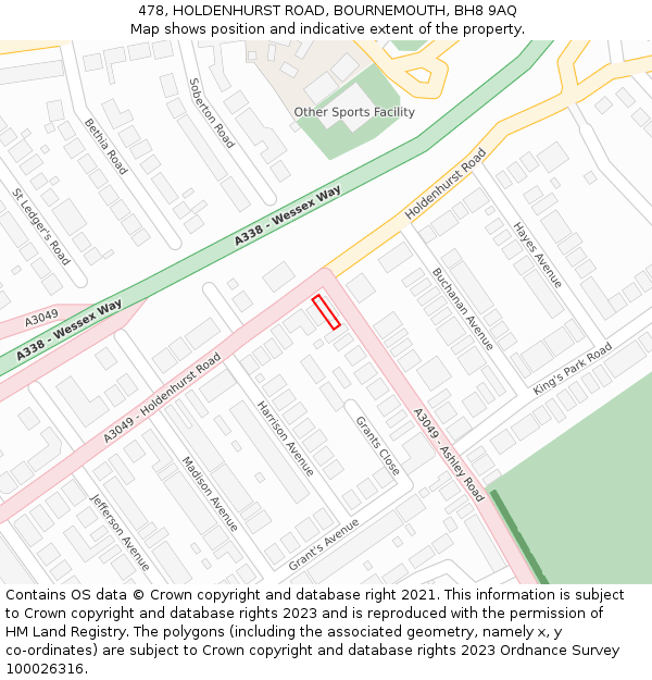 478, HOLDENHURST ROAD, BOURNEMOUTH, BH8 9AQ: Location map and indicative extent of plot