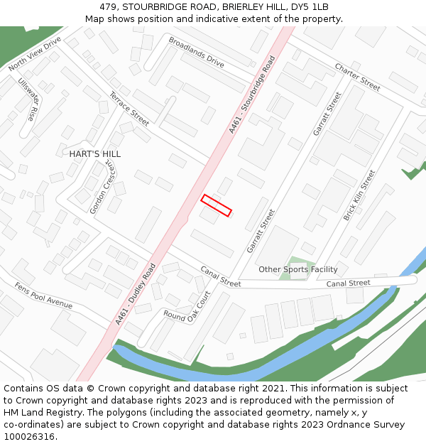 479, STOURBRIDGE ROAD, BRIERLEY HILL, DY5 1LB: Location map and indicative extent of plot