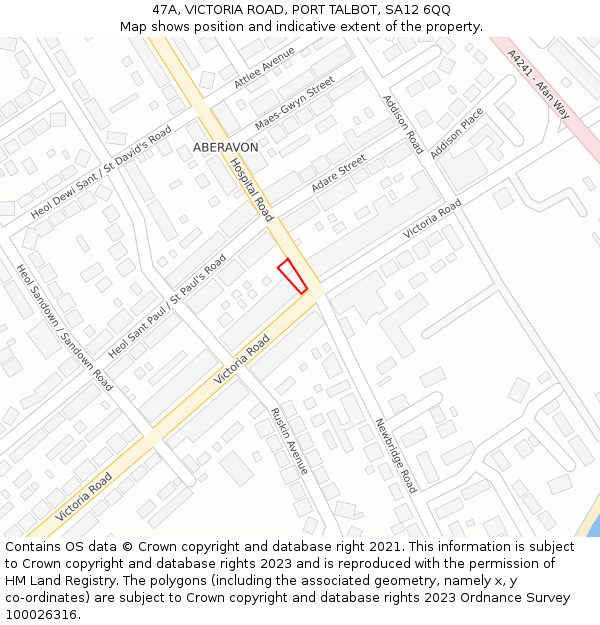 47A, VICTORIA ROAD, PORT TALBOT, SA12 6QQ: Location map and indicative extent of plot