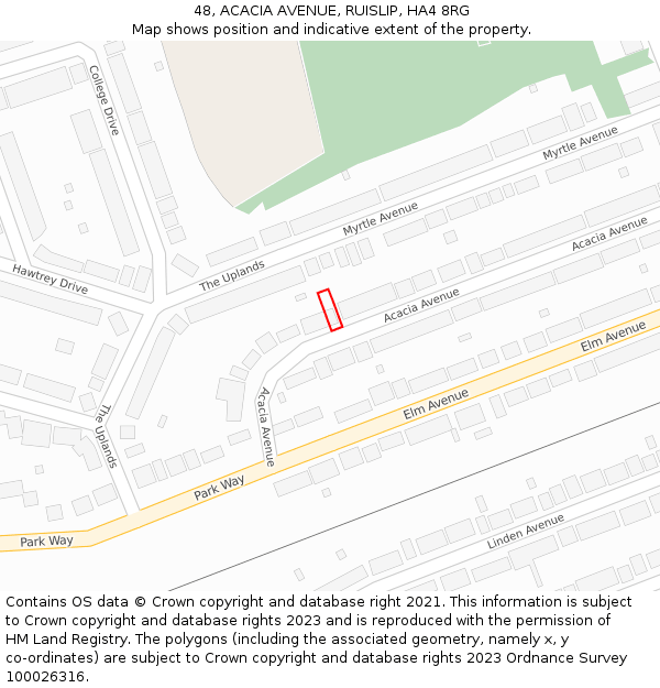 48, ACACIA AVENUE, RUISLIP, HA4 8RG: Location map and indicative extent of plot