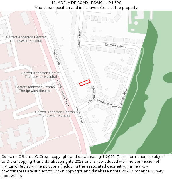 48, ADELAIDE ROAD, IPSWICH, IP4 5PS: Location map and indicative extent of plot