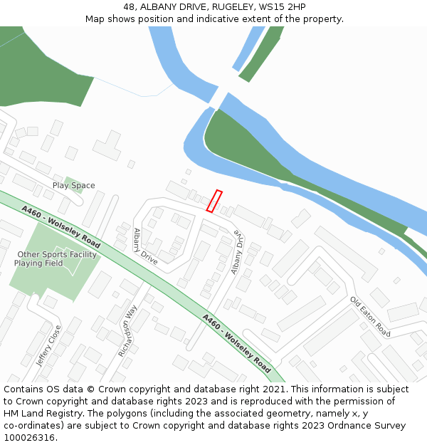 48, ALBANY DRIVE, RUGELEY, WS15 2HP: Location map and indicative extent of plot