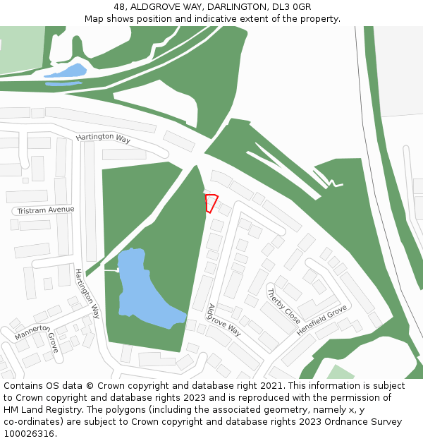 48, ALDGROVE WAY, DARLINGTON, DL3 0GR: Location map and indicative extent of plot
