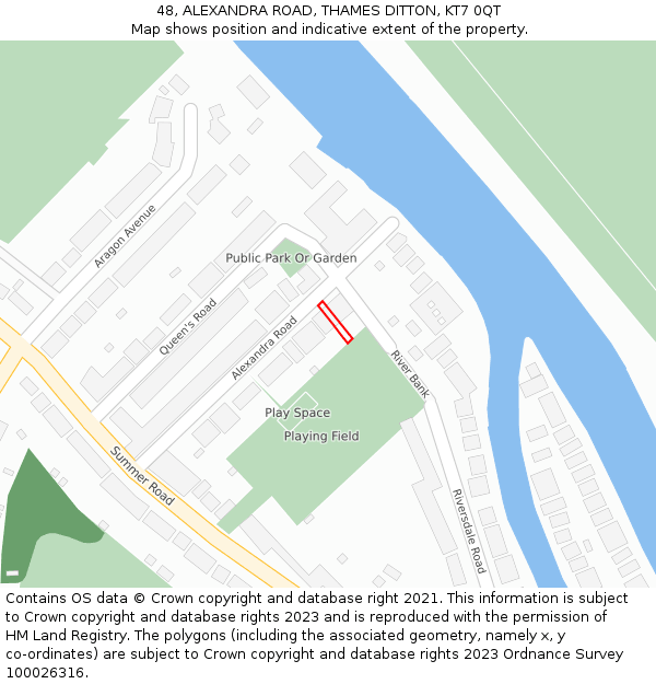 48, ALEXANDRA ROAD, THAMES DITTON, KT7 0QT: Location map and indicative extent of plot