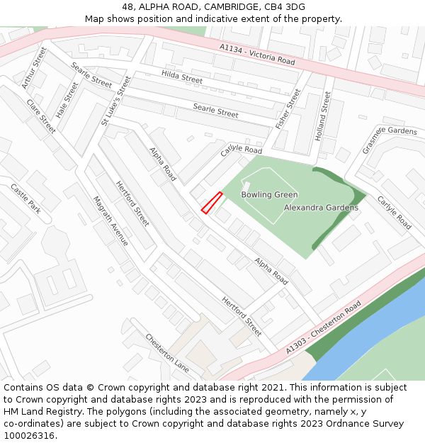 48, ALPHA ROAD, CAMBRIDGE, CB4 3DG: Location map and indicative extent of plot