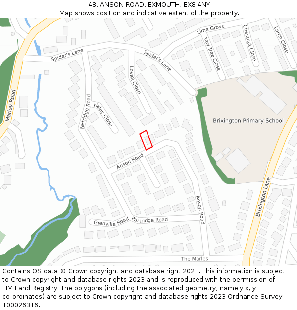 48, ANSON ROAD, EXMOUTH, EX8 4NY: Location map and indicative extent of plot