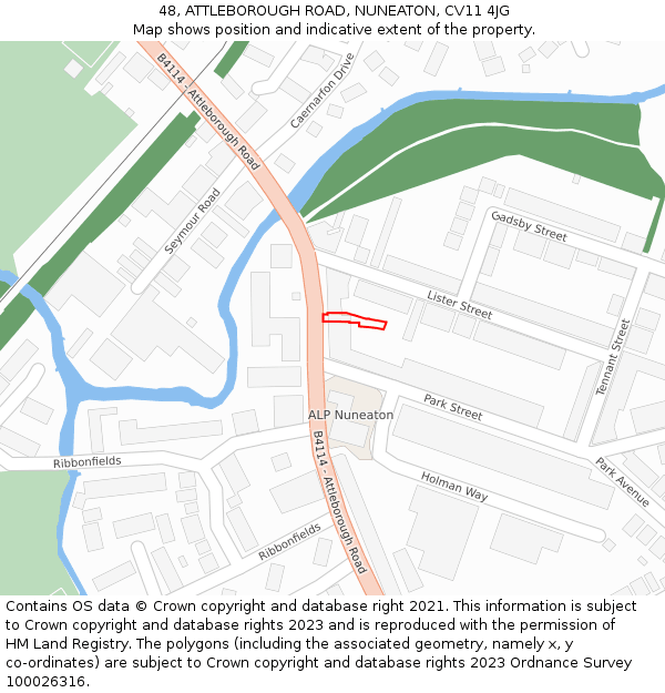 48, ATTLEBOROUGH ROAD, NUNEATON, CV11 4JG: Location map and indicative extent of plot