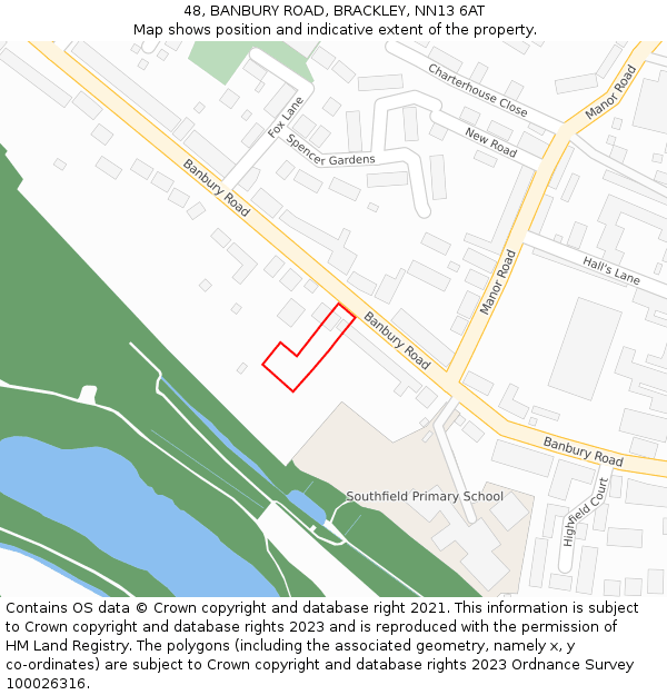 48, BANBURY ROAD, BRACKLEY, NN13 6AT: Location map and indicative extent of plot