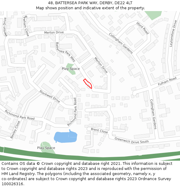 48, BATTERSEA PARK WAY, DERBY, DE22 4LT: Location map and indicative extent of plot