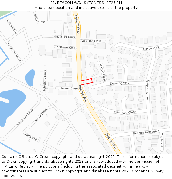 48, BEACON WAY, SKEGNESS, PE25 1HJ: Location map and indicative extent of plot