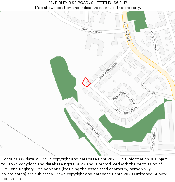 48, BIRLEY RISE ROAD, SHEFFIELD, S6 1HR: Location map and indicative extent of plot