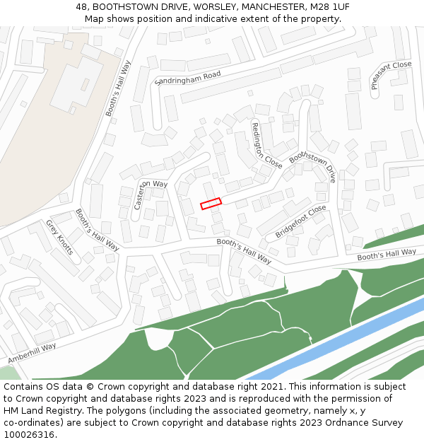 48, BOOTHSTOWN DRIVE, WORSLEY, MANCHESTER, M28 1UF: Location map and indicative extent of plot