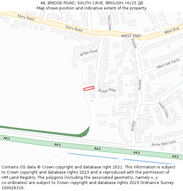 48, BRIDGE ROAD, SOUTH CAVE, BROUGH, HU15 2JE: Location map and indicative extent of plot