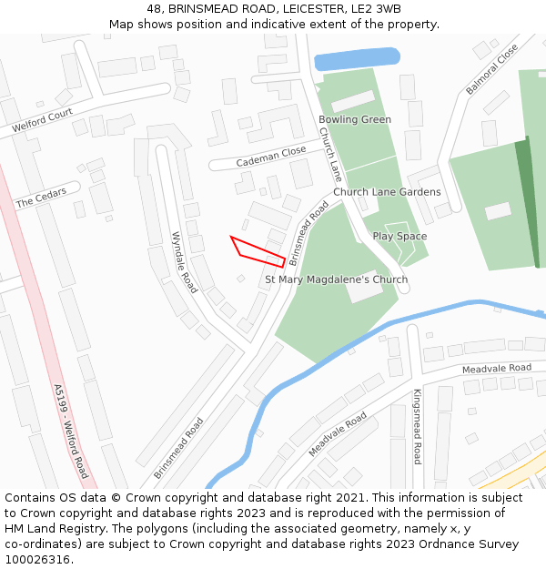 48, BRINSMEAD ROAD, LEICESTER, LE2 3WB: Location map and indicative extent of plot